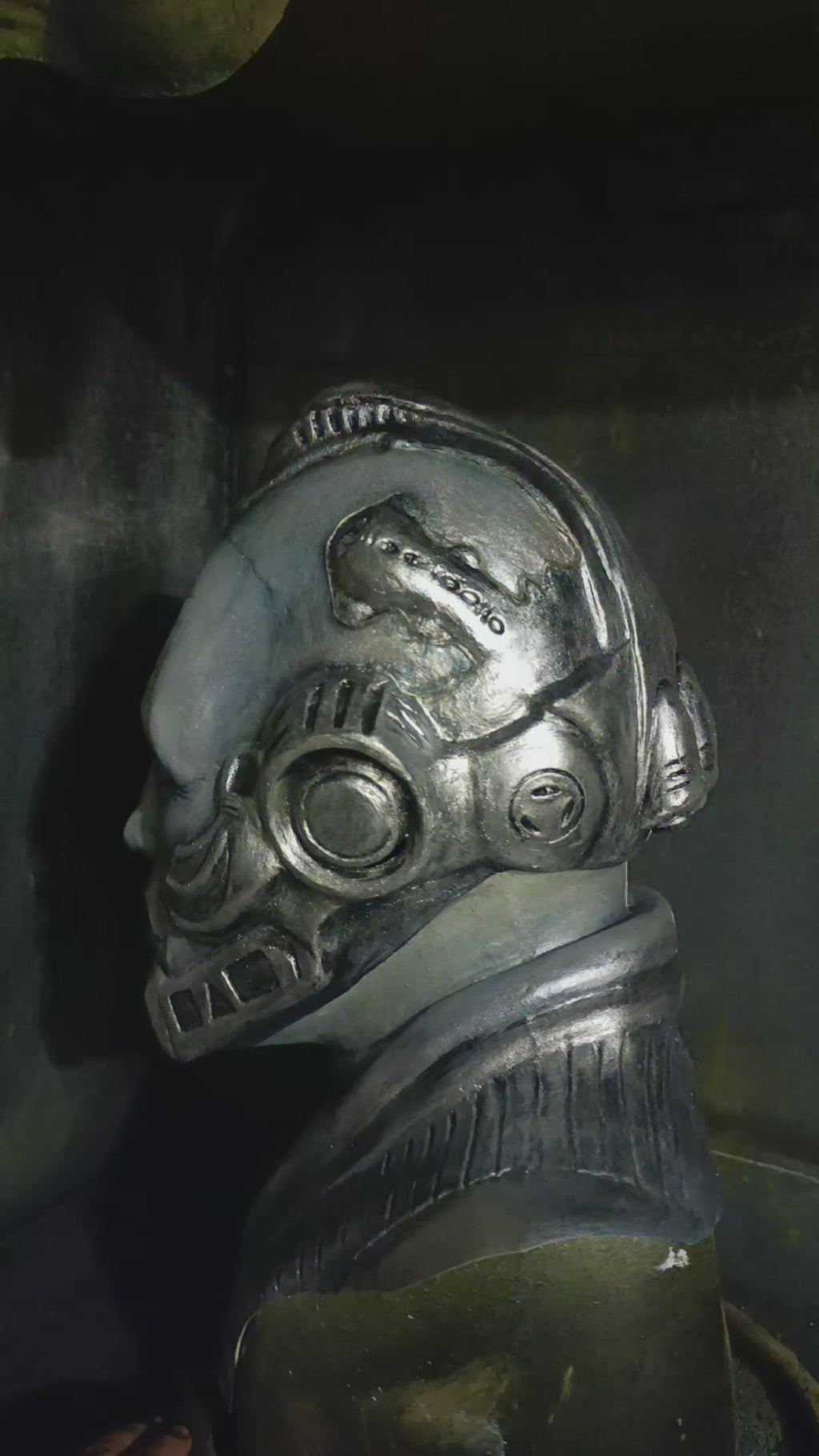 Handmade Metallic Ice Villain Latex Mask - Silver Sci-Fi Cryogenic Helmet - Cold Blooded Warrior Bust - Realistic Movie Prop Style Mask, latex mask, cosplay prop, villain mask, sfx mask
