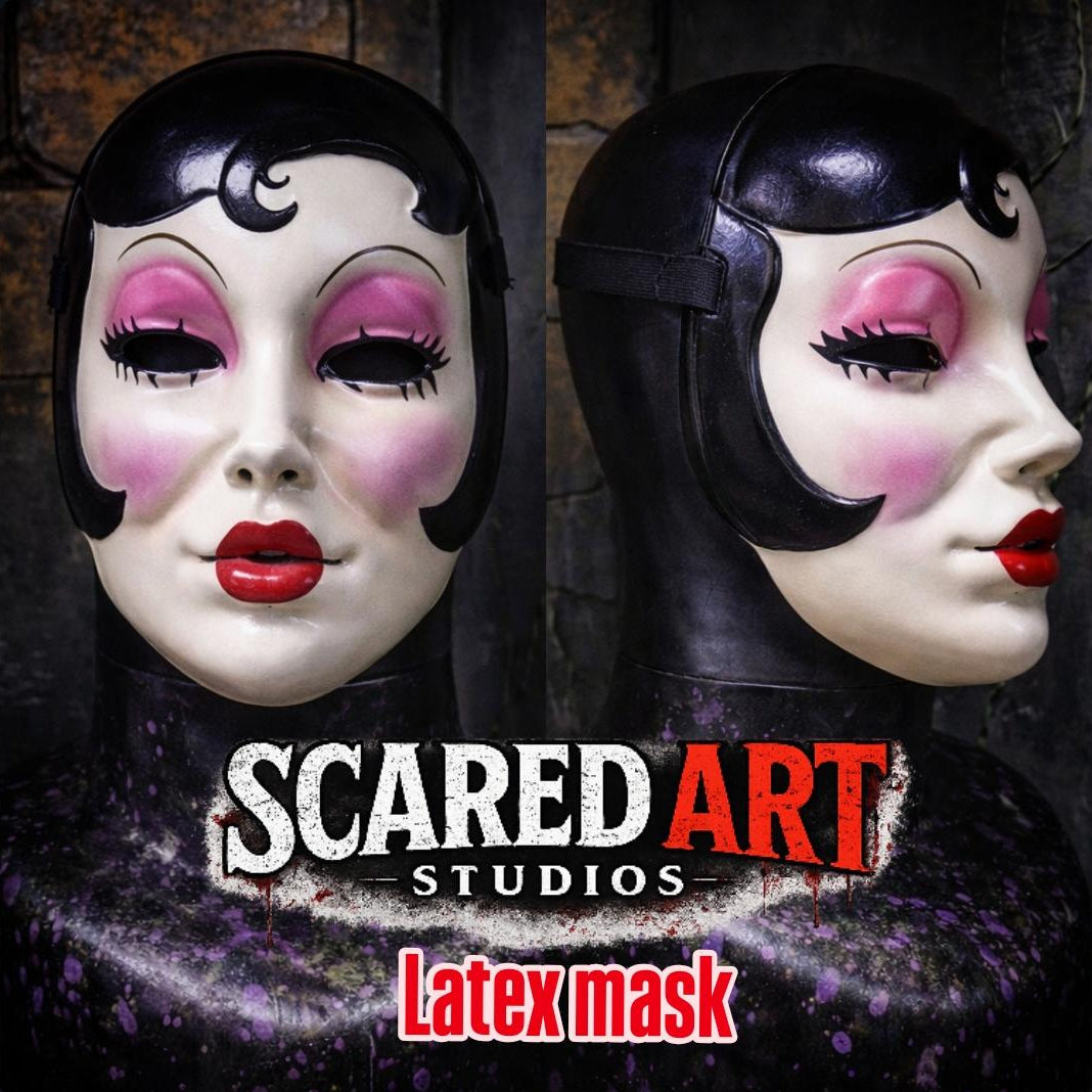 Pin-up latex mask, the strangers, movie, cosplay, halloween (copia)