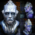 Handmade Metallic Ice Villain Latex Mask - Silver Sci-Fi Cryogenic Helmet - Cold Blooded Warrior Bust - Realistic Movie Prop Style Mask, latex mask, cosplay prop, villain mask, sfx mask