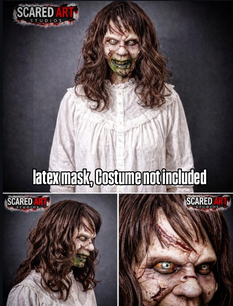 Regan Exorcist latex mask, Regan Mac, movie, MASK, terror, halloween,cosplay, demon, horror, handmade