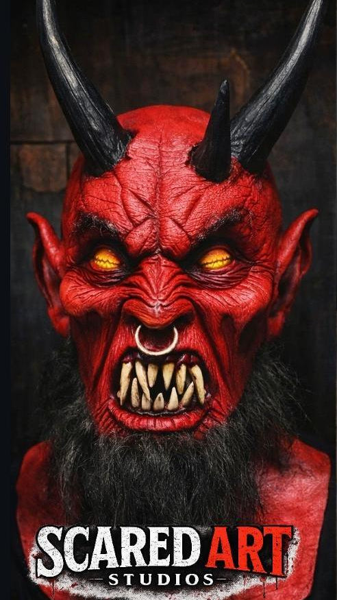 Realistic Devil Latex Mask - Scary Demon Halloween Mask for Adults - Horror Movie Cosplay Costume and Collectible