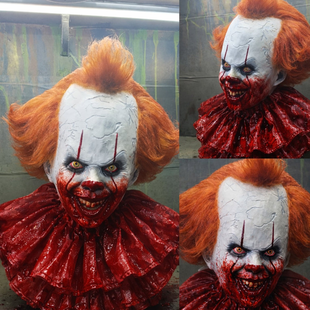 Clown latex mask penny / movie, cosplay, halloween, terror, clown, circus, mask, costume
