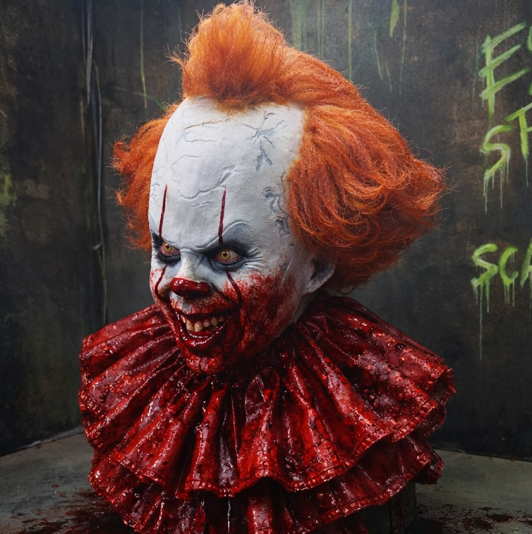 Clown latex mask penny / movie, cosplay, halloween, terror, clown, circus, mask, costume