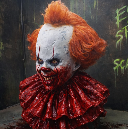 Clown latex mask penny / movie, cosplay, halloween, terror, clown, circus, mask, costume