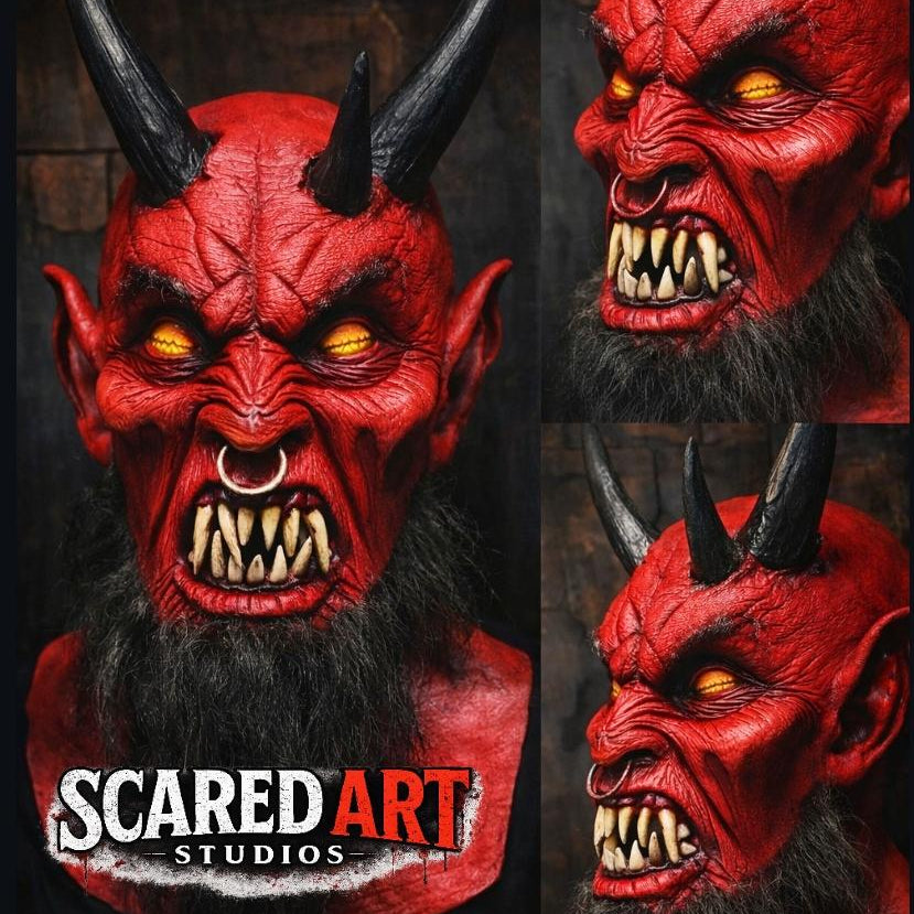 Realistic Devil Latex Mask - Scary Demon Halloween Mask for Adults - Horror Movie Cosplay Costume and Collectible